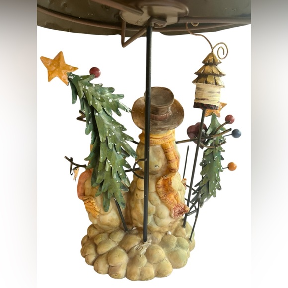 Snowman Christmas tea light votive candle holder lamp folk style snowman - Picture 7 of 13